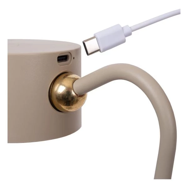Lucide JOLAN - wiederaufladbare Schreibtischlampe/Klemmleuchte/Wandleuchte - Akku/Batterie - LED Dim to warm - 1x3,5W 2700K/5700K - Taupe - detail 6